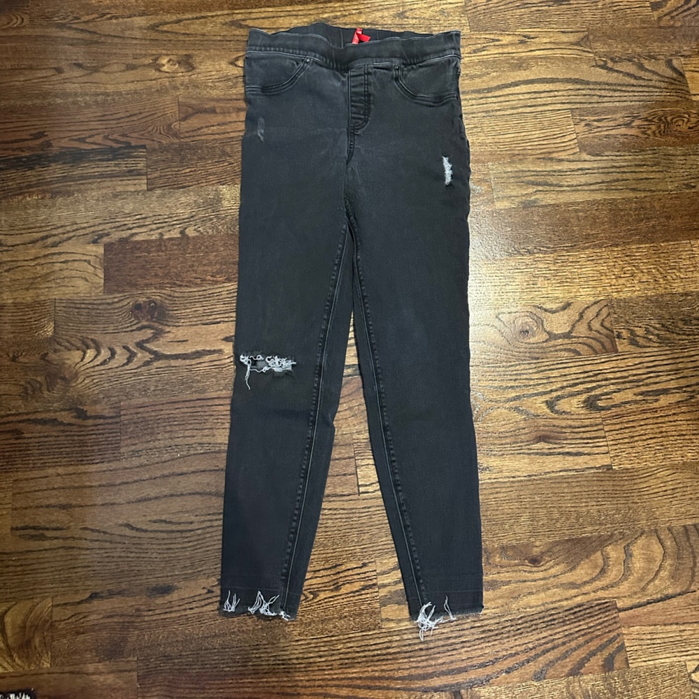 Spanx "Vintage Black Distressed" Ankle Jean Leggings Jeggings Size Medium